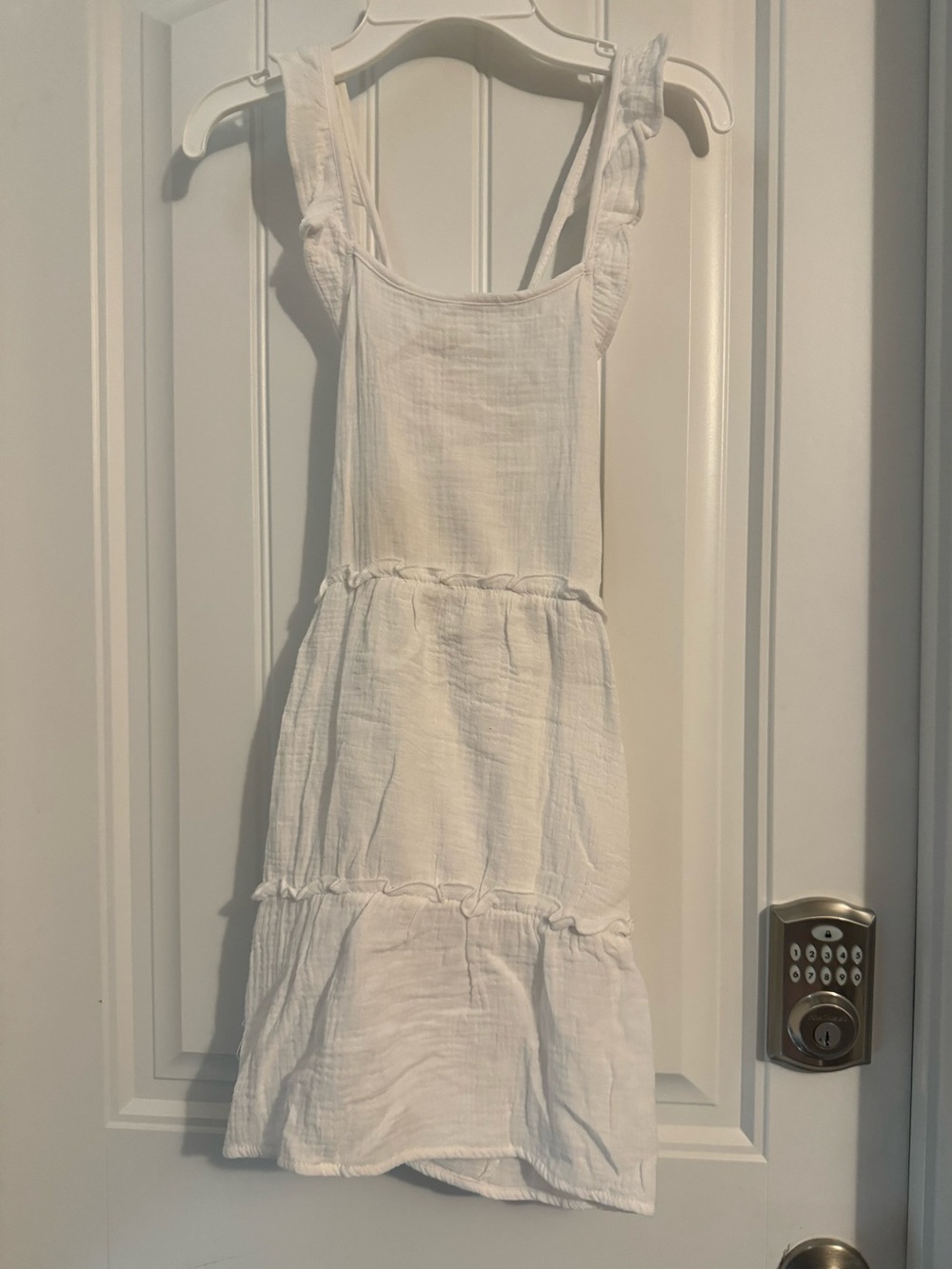 Pretty Pink Velvet girls size 7/8 white gauze sleeveless smocked dress new